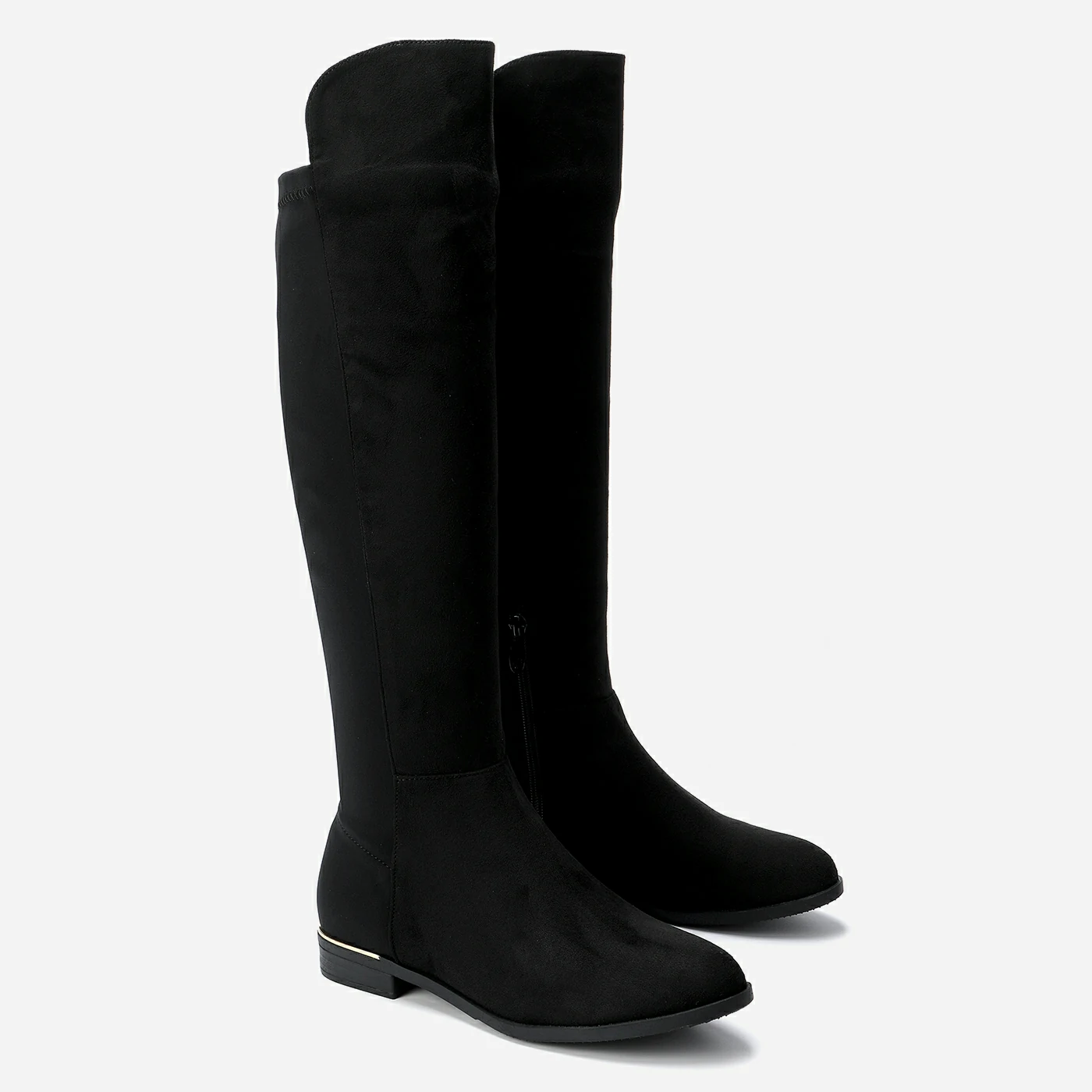 מגף שטוח שחור זמש 38