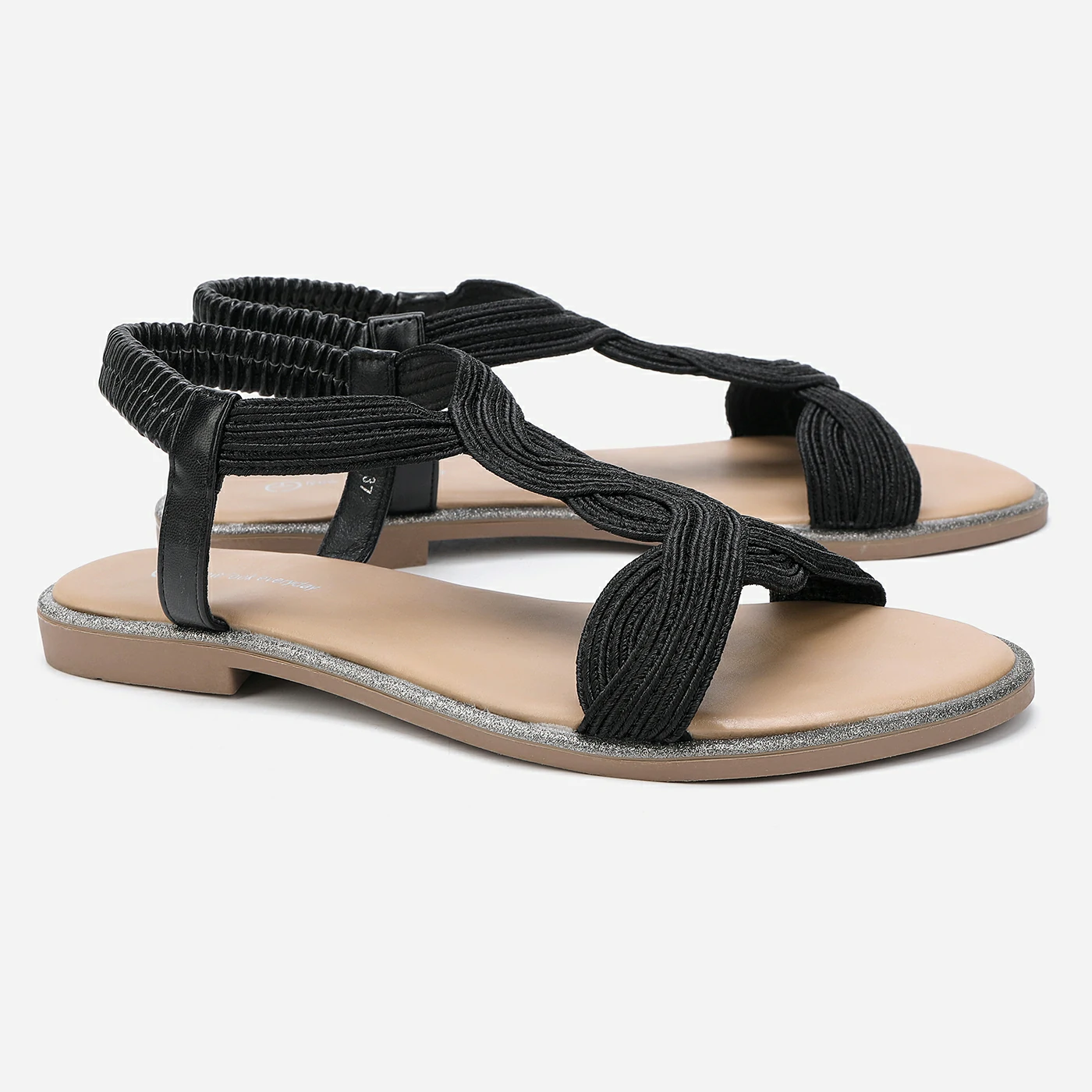 סנדל שטוח שחור 36